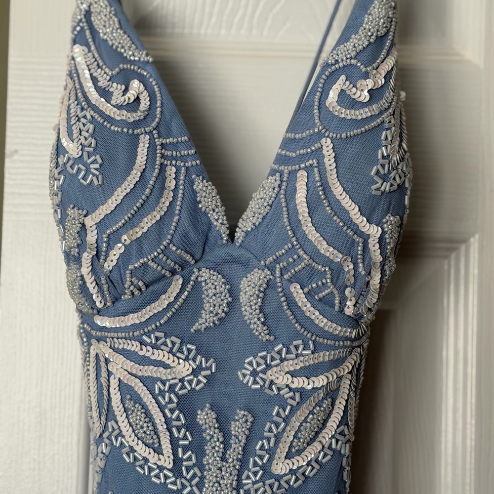 Blue Sequin Embellished Dress